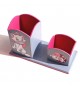 Porta caneta e porta clips decorado em M D F.